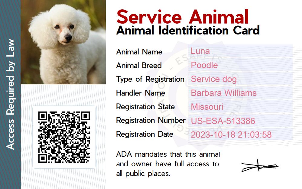 Register Support Animal ESA Pets